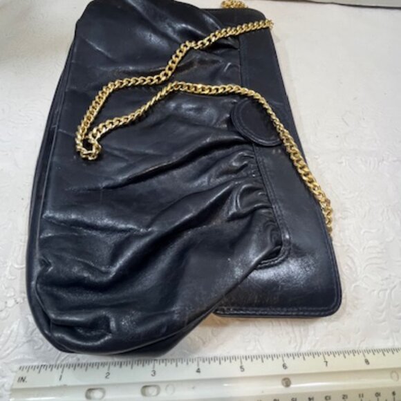 VTG Susan Gail Original Leather Rectangular Clutch Shoulder Purse Navy Italy - Picture 9 of 12